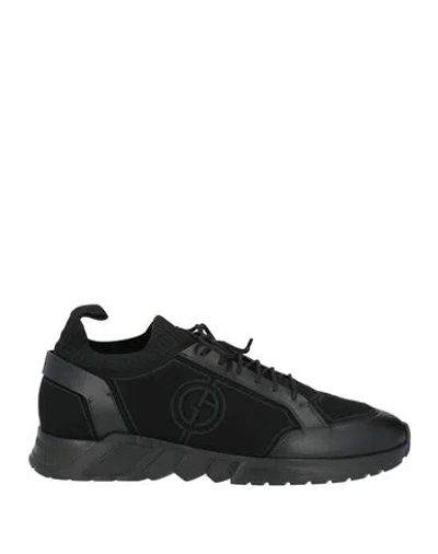 Giorgio Armani Man Sneakers Black Size 9 Textile Fibers In Multi