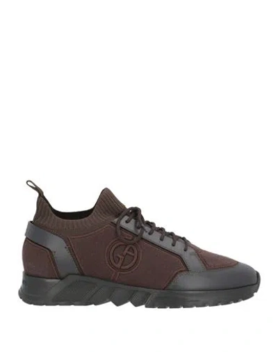 Giorgio Armani Man Sneakers Dark Brown Size 9 Textile Fibers