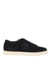 Giorgio Armani Refined Black Trainers With Soft Leather Upper In Black