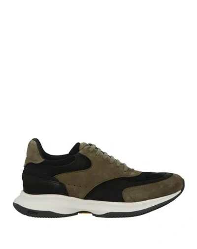 Giorgio Armani Man Sneakers Military Green Size 9 Leather In Multi