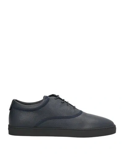 Giorgio Armani Man Sneakers Navy Size 9 Leather In Blue