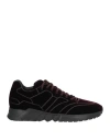 Giorgio Armani Man Sneakers Plum Size 11 Viscose, Cupro, Calfskin In Purple