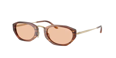 Giorgio Armani Oval-frame Tinted Sunglasses In Brown