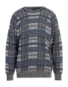 Giorgio Armani Checked Knitted Sweater In Blue