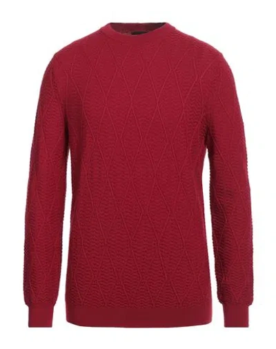 Giorgio Armani Jacquard-knit Wool-blend Turtleneck Sweater In Red