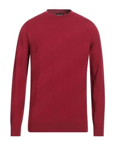 Giorgio Armani Man Sweater Brick Size 48 Virgin Wool, Polyester In Red