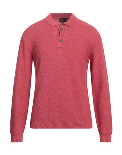 Giorgio Armani Man Sweater Brick Size 42 Silk, Cashmere In Red