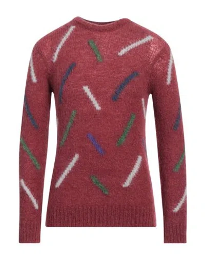 Giorgio Armani Man Sweater Burgundy Size 46 Alpaca Wool, Mohair Wool, Polyamide, Elastane In Red