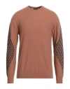 Giorgio Armani Man Sweater Camel Size 46 Cashmere In Beige
