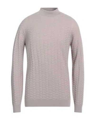 Giorgio Armani Man Turtleneck Taupe Size 48 Virgin Wool, Polyester In Grey