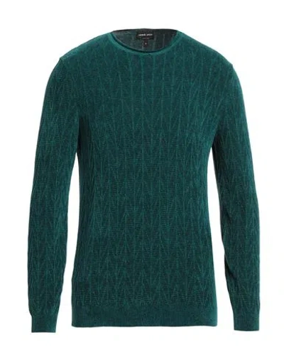 Giorgio Armani Man Sweater Emerald Green Size 46 Viscose, Virgin Wool, Cotton