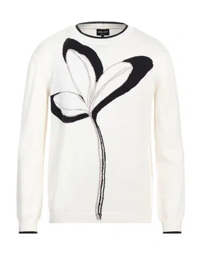 Giorgio Armani Man Sweater Ivory Size 46 Cotton, Cashmere In White