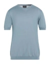 Giorgio Armani Men's Silk And Cotton Short-sleeve Crewneck Sweater In Blue