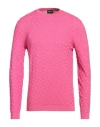 Giorgio Armani Man Sweater Magenta Size 44 Cotton, Cashmere, Silk, Polyamide, Elastane In Magenta
