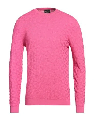 Giorgio Armani Man Sweater Magenta Size 44 Cotton, Cashmere, Silk, Polyamide, Elastane