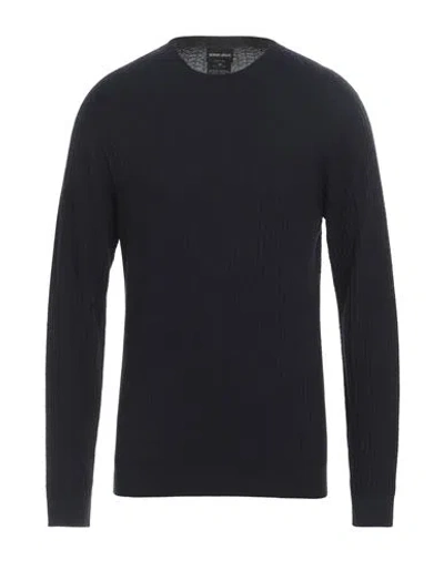 Giorgio Armani Man Sweater Midnight Blue Size 42 Cotton, Cashmere, Silk In Black