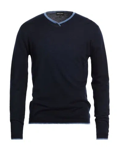 Giorgio Armani Man Sweater Midnight Blue Size 44 Cashmere, Silk