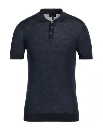 Giorgio Armani Man Sweater Midnight Blue Size 38 Silk, Cashmere, Linen In Blue