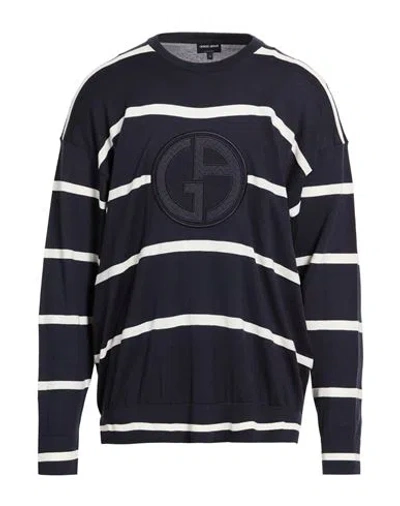 Giorgio Armani Man Sweater Midnight Blue Size Xl Cotton, Cashmere