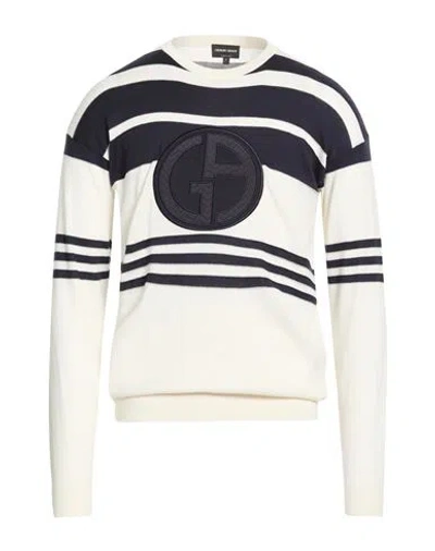 Giorgio Armani Man Sweater Off White Size Xl Cotton, Cashmere
