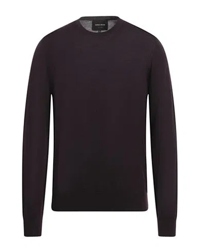 Giorgio Armani Man Sweater Plum Size 42 Virgin Wool In Purple