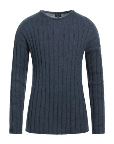 Giorgio Armani Man Sweater Slate Blue Size 44 Mohair Wool, Polyamide, Wool