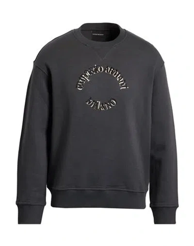 Giorgio Armani Man Sweatshirt Charcoal Size L Cotton, Modal In Gray