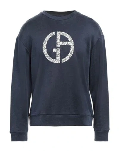 Giorgio Armani Man Sweatshirt Navy Size 48 Cupro, Cotton