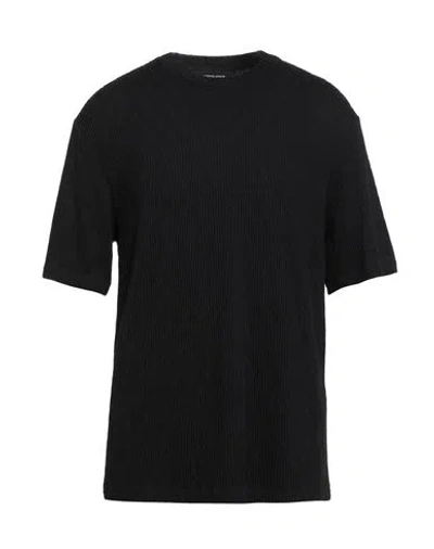 Giorgio Armani Man T-shirt Black Size 50 Viscose, Polyamide, Cashmere, Elastane