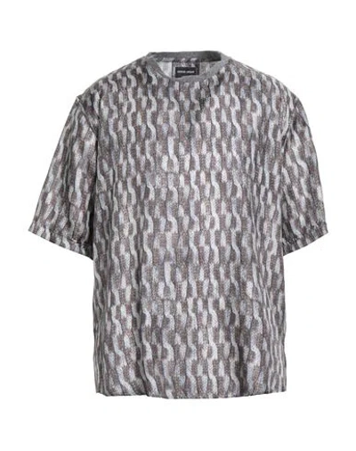 Giorgio Armani Man T-shirt Brown Size Xxl Silk, Lyocell, Polyamide, Cashmere