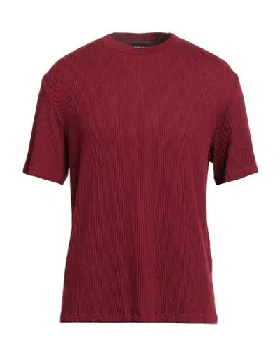 Giorgio Armani Man T-shirt Burgundy Size 44 Viscose, Polyamide, Cashmere, Elastane