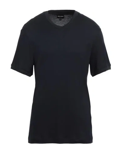 Giorgio Armani Man T-shirt Midnight Blue Size 46 Viscose, Silk, Cotton, Polyamide, Elastane
