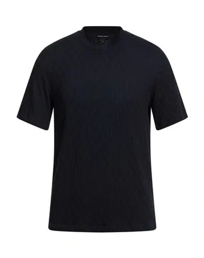 Giorgio Armani Man T-shirt Midnight Blue Size 48 Viscose, Polyamide, Cashmere, Elastane In Black