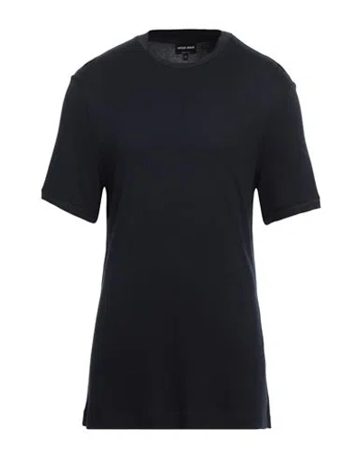 Giorgio Armani Man T-shirt Midnight Blue Size 48 Viscose, Silk, Polyamide, Elastane