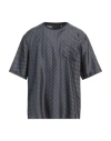 Giorgio Armani Man Shirt Midnight Blue Size Xs Silk, Viscose In Blue