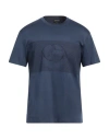 Giorgio Armani Man T-shirt Navy Blue Size 44 Cotton, Viscose