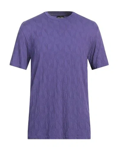 Giorgio Armani Man T-shirt Purple Size 44 Viscose, Polyamide, Cashmere, Elastane