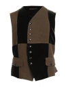 Giorgio Armani Man Tailored Vest Military Green Size 40 Lyocell, Cotton, Elastane, Viscose, Cupro In Brown