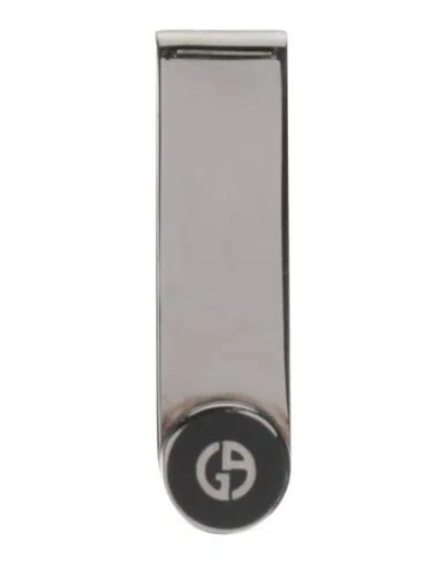 Giorgio Armani Man Wallet Silver Size - Silver, Enamel In Gray