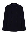 Giorgio Armani Double-breasted Jacket In Stretch Virgin Wool In Blue