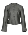 Giorgio Armani Mandarin Collar Jacket In Grey Cashmere In Grey