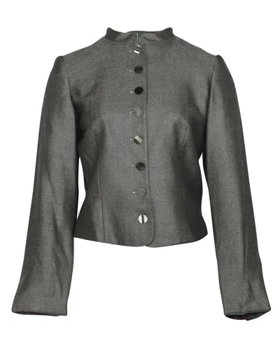 Giorgio Armani Mandarin Collar Jacket In Grey Cashmere