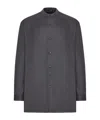 Giorgio Armani Mandarin-collar Wool Shirt In Gray