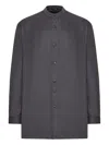 Giorgio Armani Mandarin-collar Wool Shirt In Gray