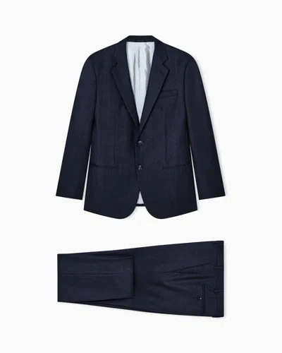 Giorgio Armani Manhattan Line Single-breasted Suit In Houndstooth Wool And Cashmere In Gray