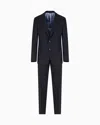 Giorgio Armani Manhattan Line Virgin-wool Single-breasted Suit In Blue