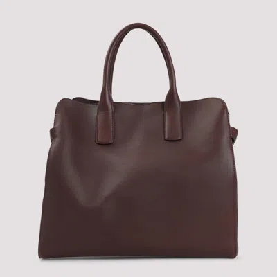 Giorgio Armani Maroon Logo Tote In Burgundy