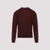 Giorgio Armani Crew Neck Wool Sweater In Burgundy