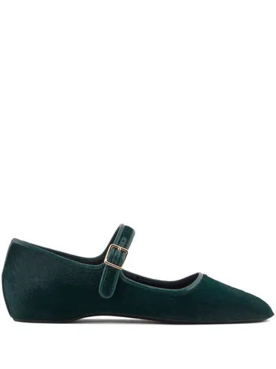 Giorgio Armani Mary-jane Leather Ballerina In Green
