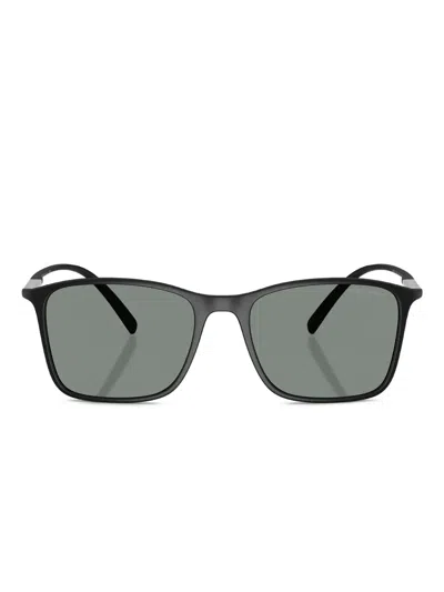 Giorgio Armani 哑光长方形框太阳眼镜 In Black